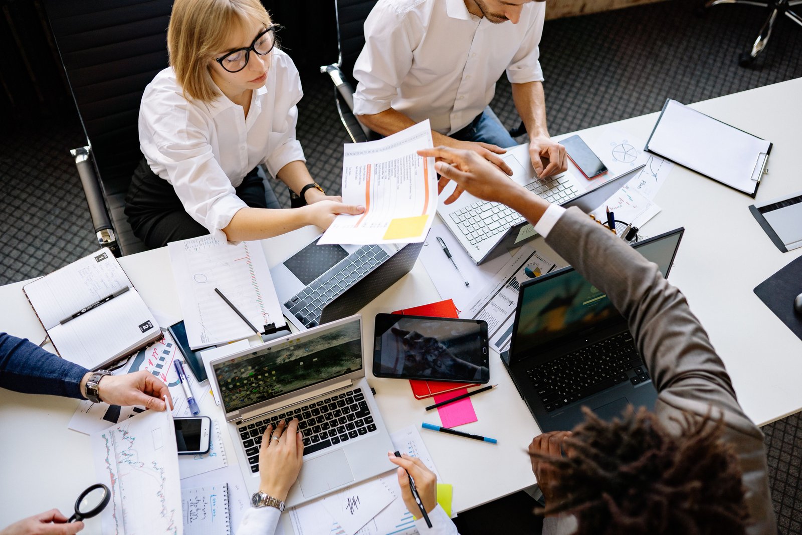 Engineers collaborating with clients